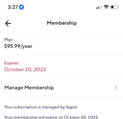 Resumen de la página de Membresía